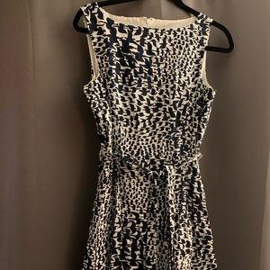 L.L Bean Signature Poplin Dress With navy birds